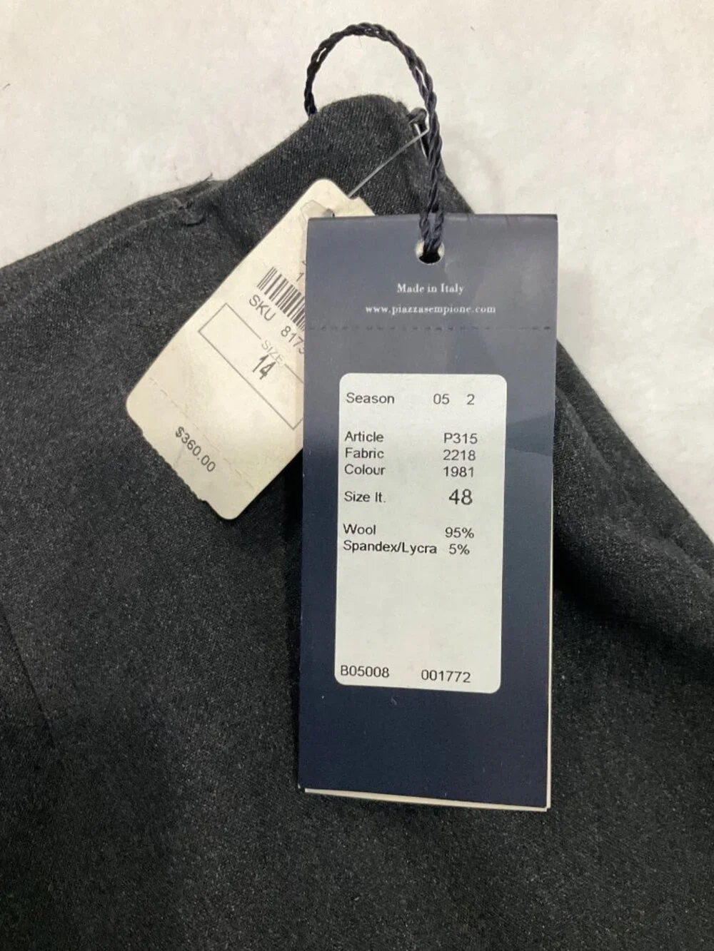 Piazza Sempione Audrey P315 Italian Stretch Cotton Slim‎ Pants 48 US 14 NEW GREY